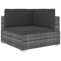 Patio Outdoor Chairs Deck Outside Porch Furniture Set Balcony Sectional Corner Chair with Cushions Poly Rattan Gray