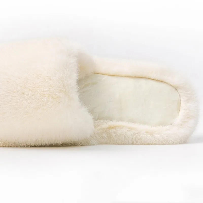 Warm Fluffy Home Slippers Women 2023 New Winter Fur Slippers for Women Flat Platform Cozy Furry House Indoor Shoes Korean Slides