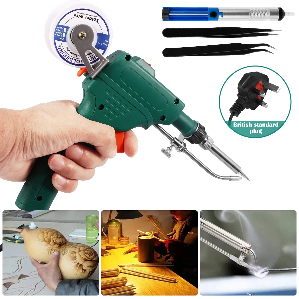 

Electric Soldering Iron Tool Kit 60W 220V Automatic Soldering Tool with Desoldering Pump 2 Tweezers Professional Soldering