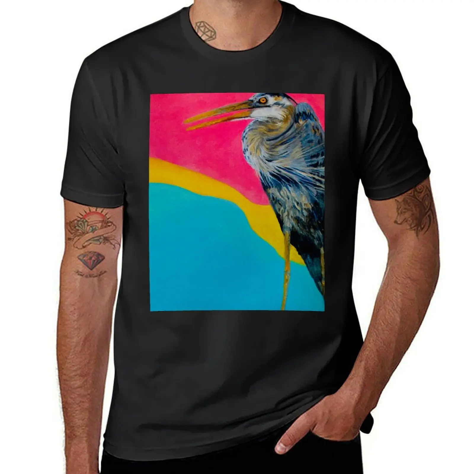 Великолепная синяя футболка Heron в Мексике рубашка с коротким рукавом Мужская