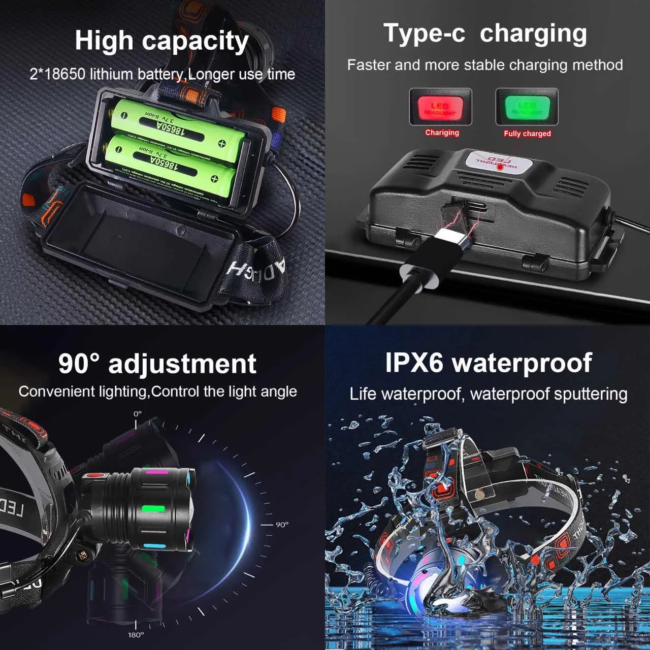 Сильный свет светодиодной фары 20000000 lm Мощный налобный фонарь Long Shot 4000 м