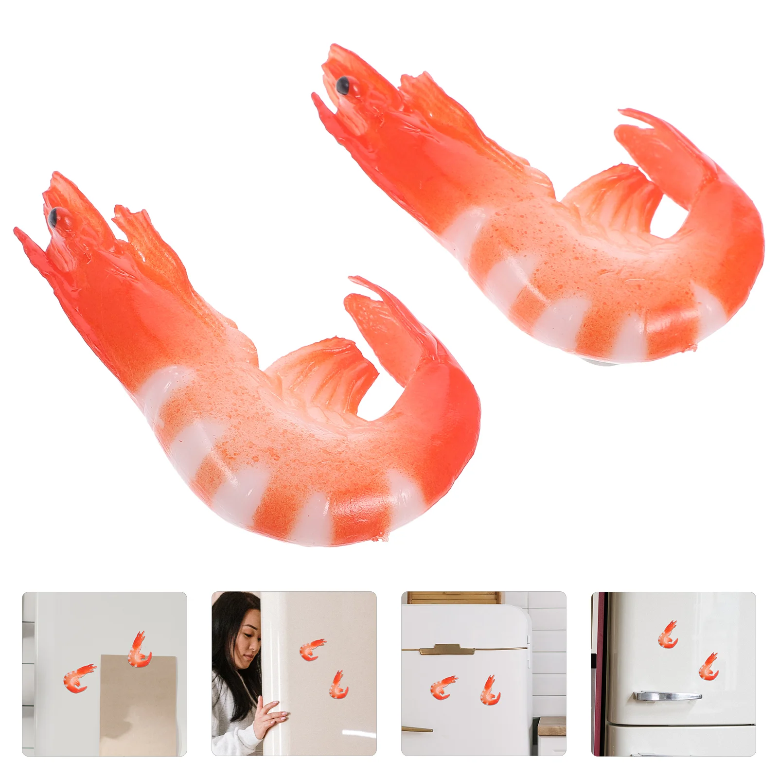 

2pcs Fake Food Fridge Magnets Kitchen Refrigerator Magnetic Sticker Decor Fake Shrimp Magnet Decors