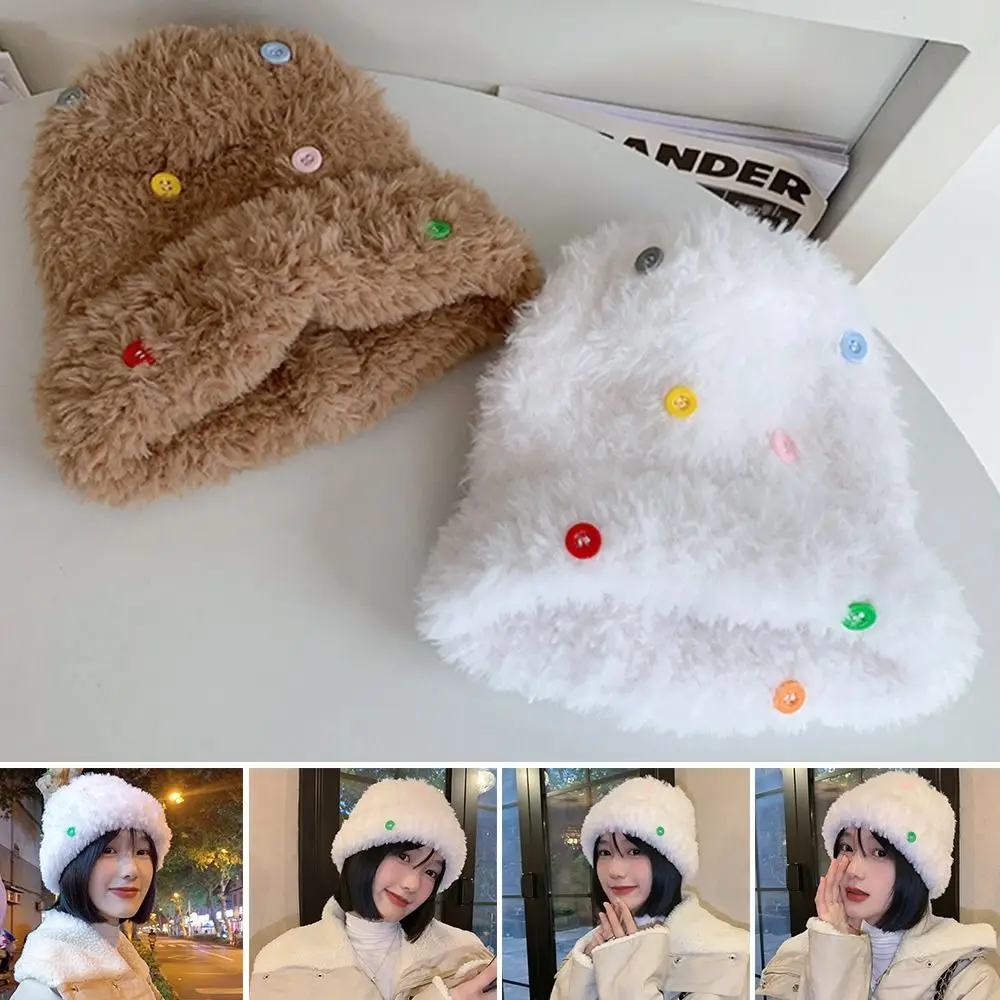 

Зимняя женская вязаная шапка на пуговицах, модные теплые шапки-ушанки, Женские ветрозащитные шапки для отдыха