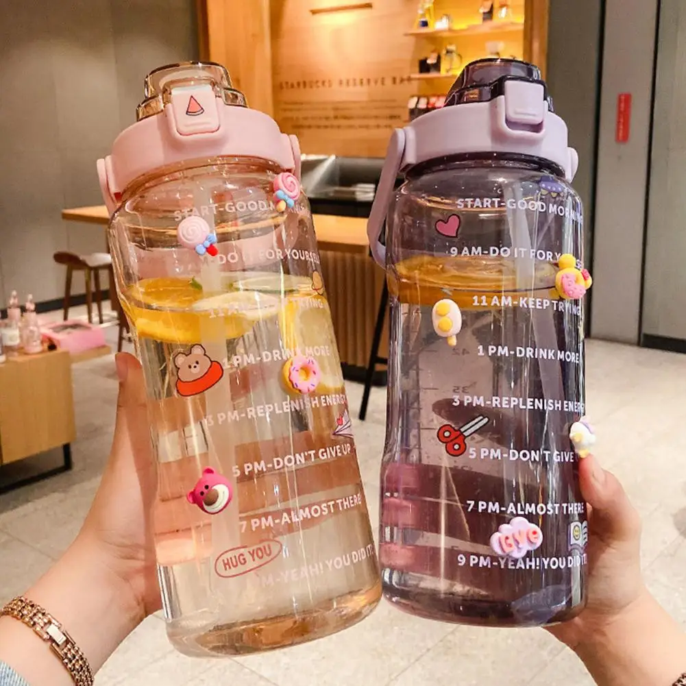2L Water Bottle Dust-proof Heat-resistant Portable Handle Design Men Outdoor Drinking Bottle Daily Life