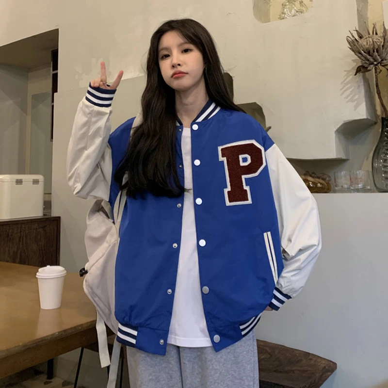 

Весенняя бейсбольная форма в стиле Харадзюку, женская новая куртка с буквенным принтом, свободный винтажный Топ бойфренда с длинным рукаво...