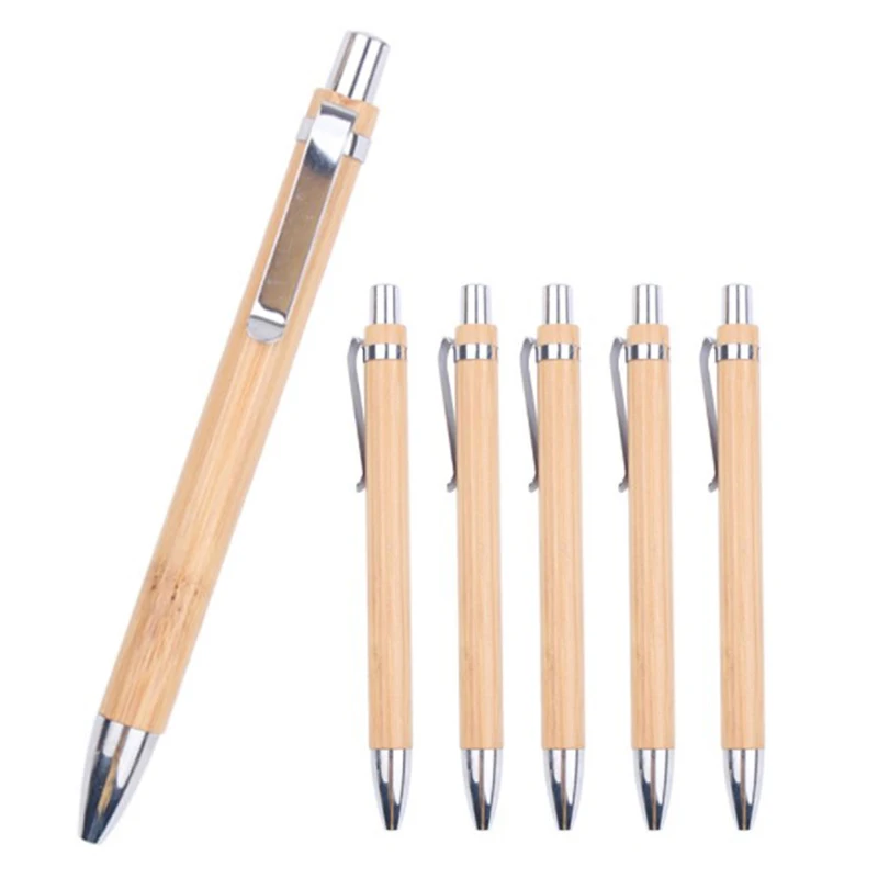 

4PC Creative Bamboo Wood Ballpoint Tactical Pens Business Signature School Teacher Student Writing Stationery Office Accessories