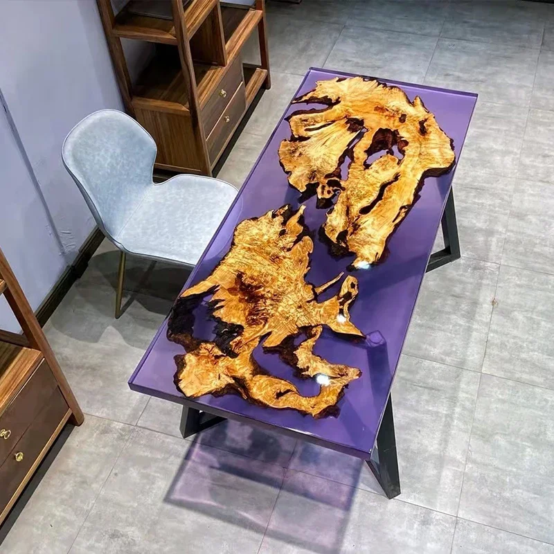 Настольная доска с рисунком реки из скандинавской смолы стол океанским узором