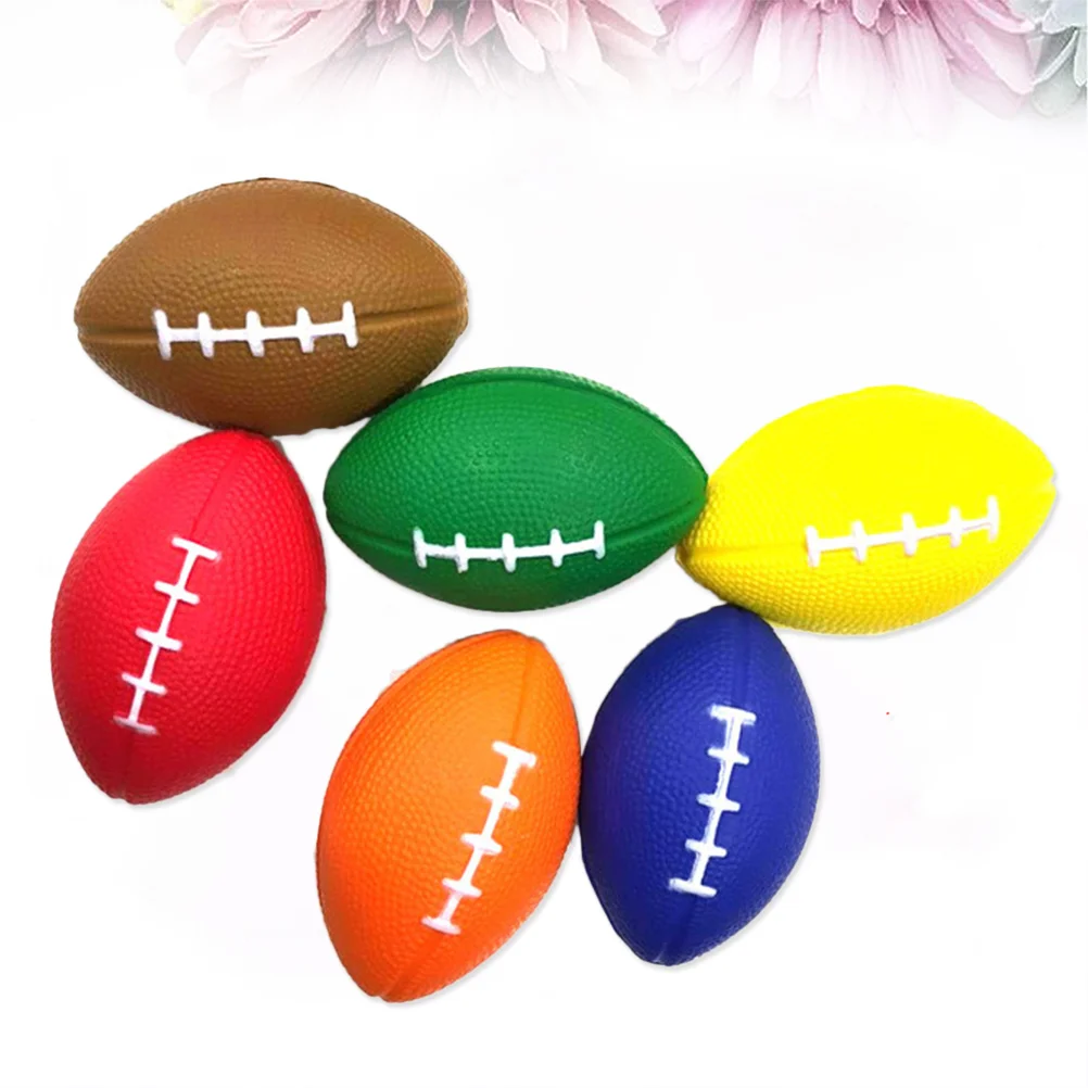 

6PCS PU Foaming Children's Vent Balls Stress Balls Rugby Balls for Party Favors Ball Games and Prizes (Random