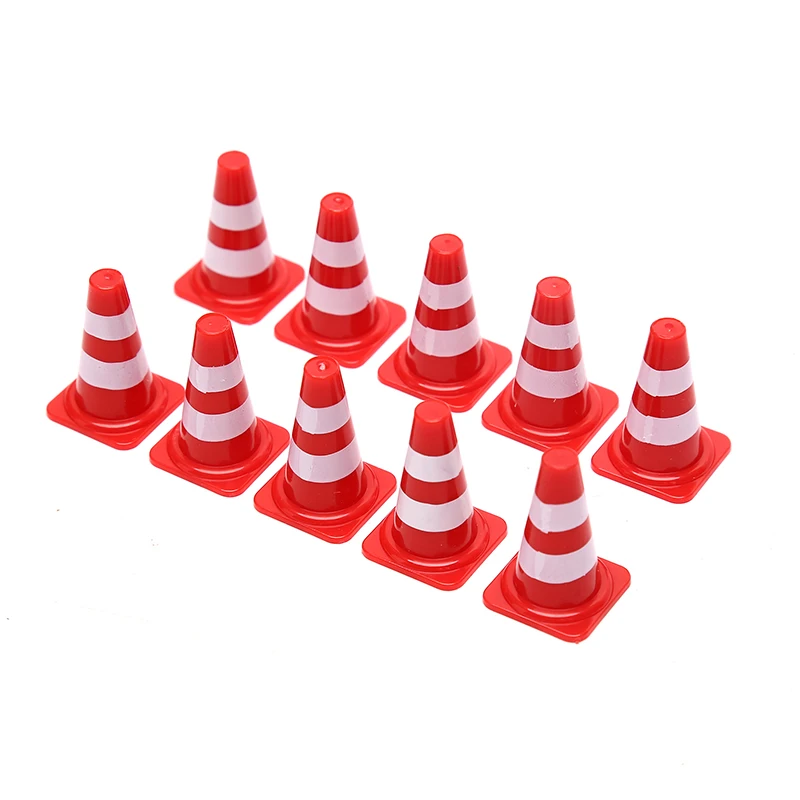 

10pcs Roadblock Mini Traffic Signs Roadblock Toy For Kids Construction Car Theme Party Mini PlasticTraffic Cones Sport Training