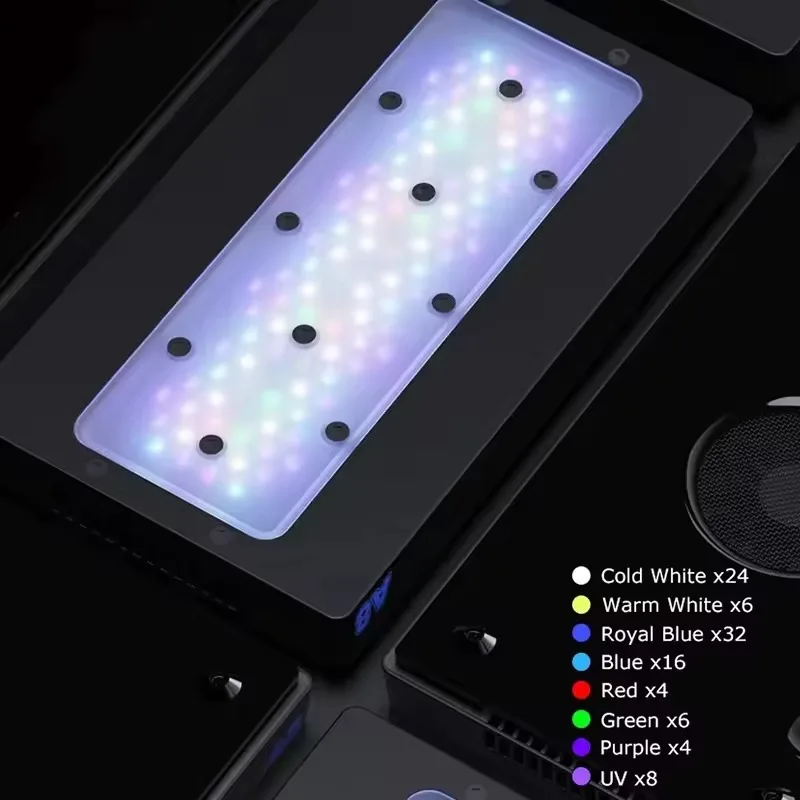 Фото Светодиодный светильник A8Pro II Max/Blue 215W Full Spectrum для морских аквариумов с соленой водой, 8-канальное управление, аксессуары для коралловых рифов №3
