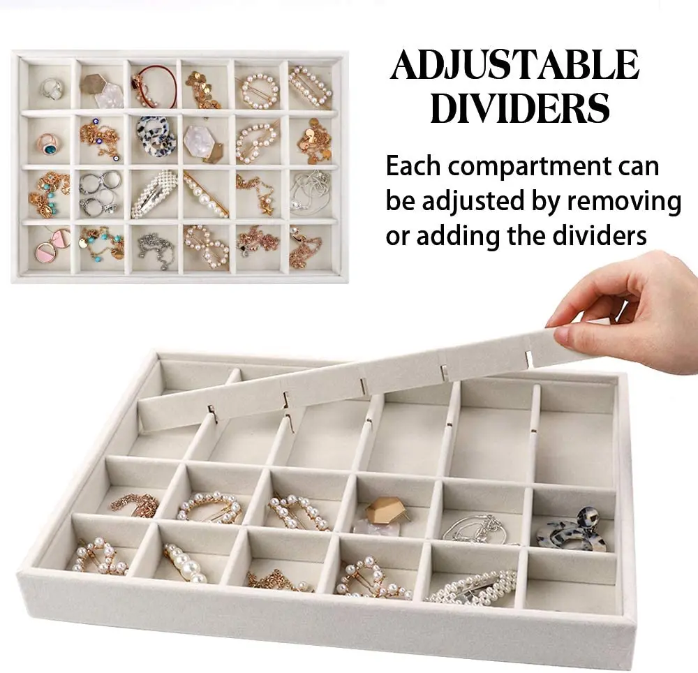 Soft Velvet Stackable Jewelry Tray Case Jewelry Display Storage Box Portable Ring Earrings Necklace Organizer Box Jewelry Holder