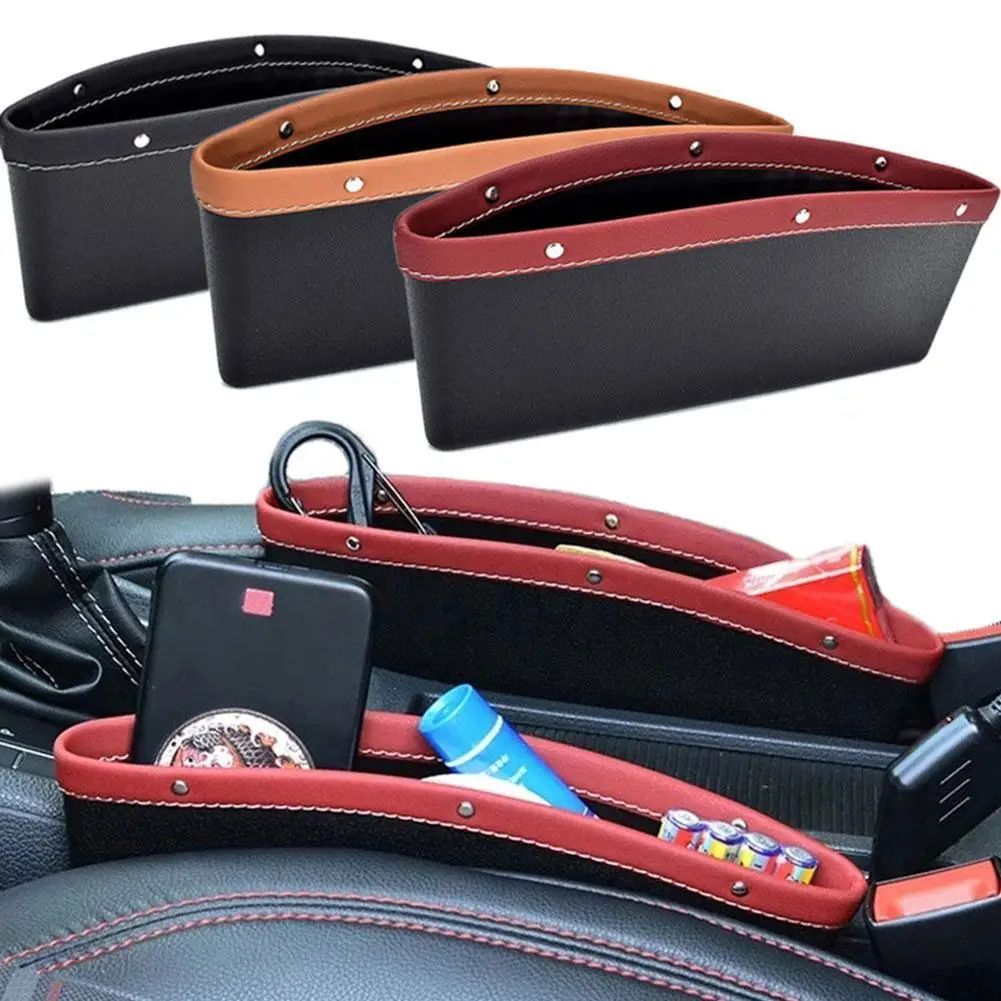 

Car Seat Gap Storage Pocket PU Leather Interior Items Organizer Useful Space Saver 1pc