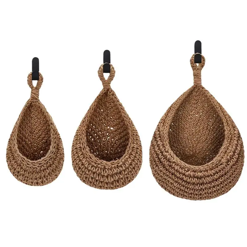

Boho Vegetables Basket Cotton Woven Baskets Organizing Bohemia Bag 3 Pcs Fruit Basket Storage Cotton Rope Braided Suspending Bag