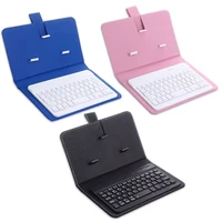 portable leather case protective cover with bluetooth compatible wireless keyboard for iphone huawei xiaomi samsung mobile phone