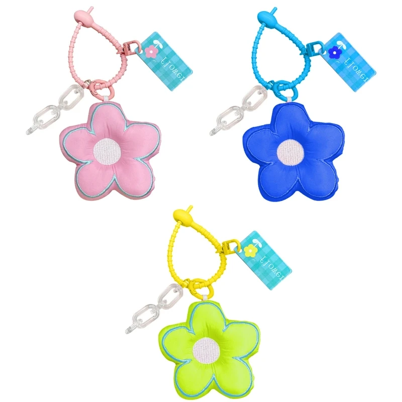 

63HC Flower Keychain Car Keyring Cute Backpack Pendant Purse Accessories for Women