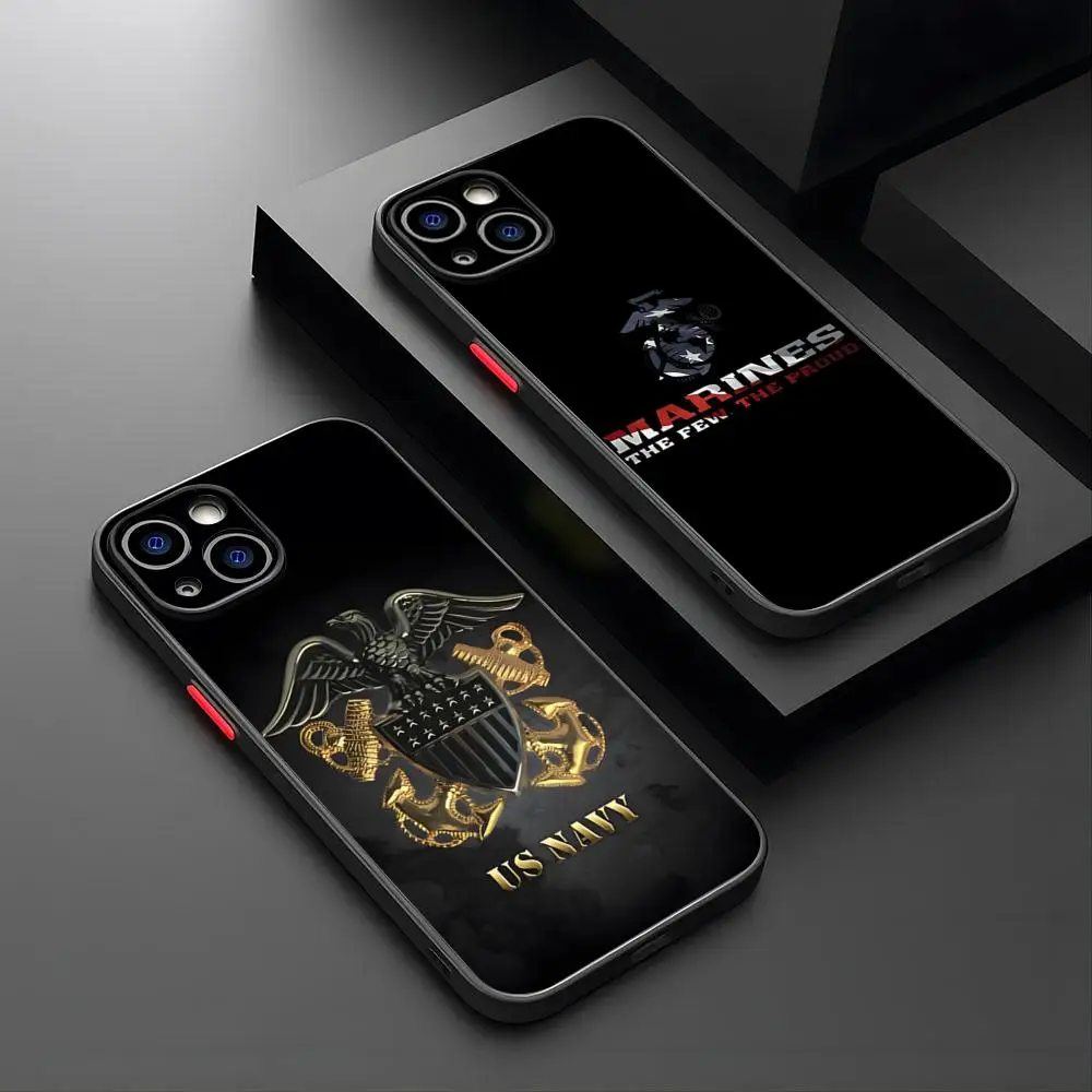 Чехол для телефона USMC Marine Corps IPhone 15 Pro Max 16 13 14 Plus 11 12 Mini Xs X Xr 7 8 Se матовая