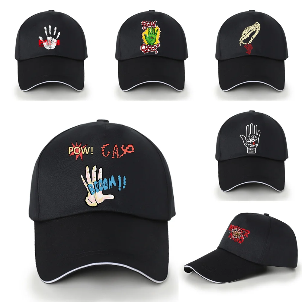 

New Black Baseball Cap Hand Series Print Wild Hip-hop Hat Hipster Must-have Peaked Cotton Cap Dad Casual Summer Outdoor Sun Hat