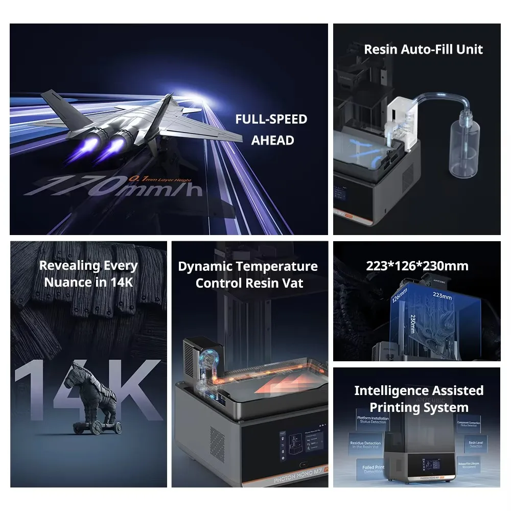Фото ANYCUBIC Photon Mono M7 Pro 14K Высокоскоростной LCD 3D-принтер для фотополимерной смолы с автоматической подачей, УФ-печать, для ювелирных изделий и моделей №2