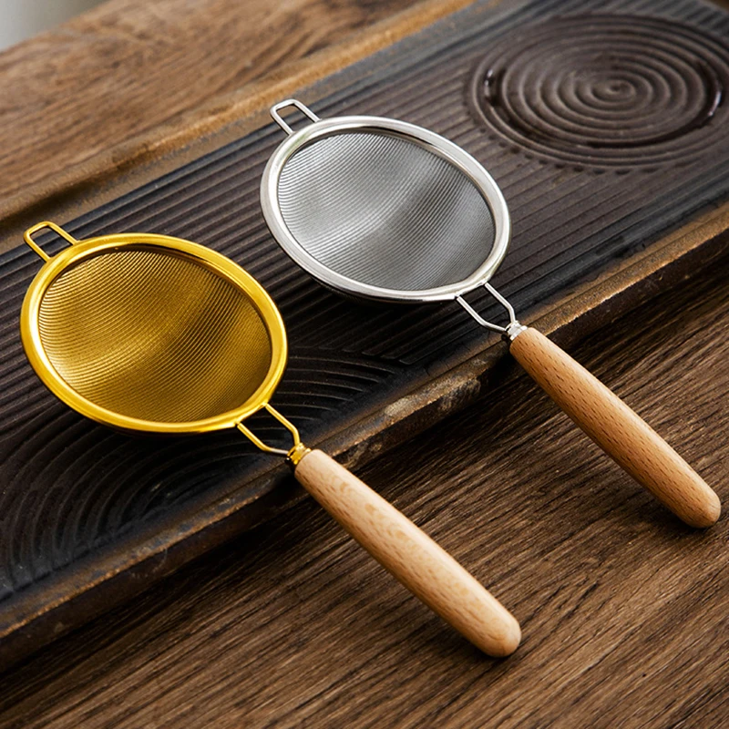 Сетчатый сито из нержавеющей стали с деревянной ручкой