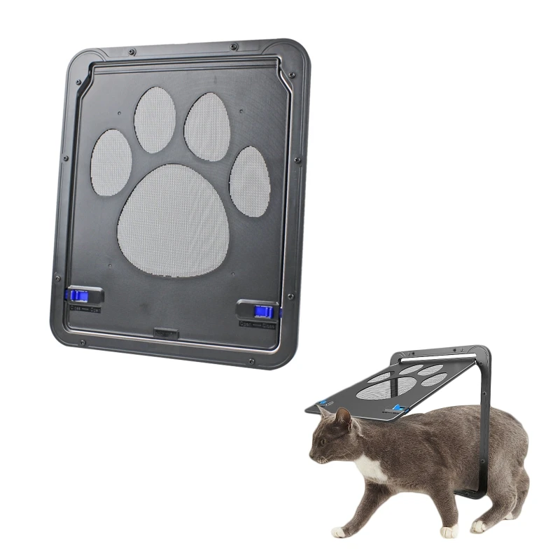 517E Pet Dog Screen Door for Sliding Door Protector Screen Door Magnetic Automatic Closure Lockable Gate for Small Dogs
