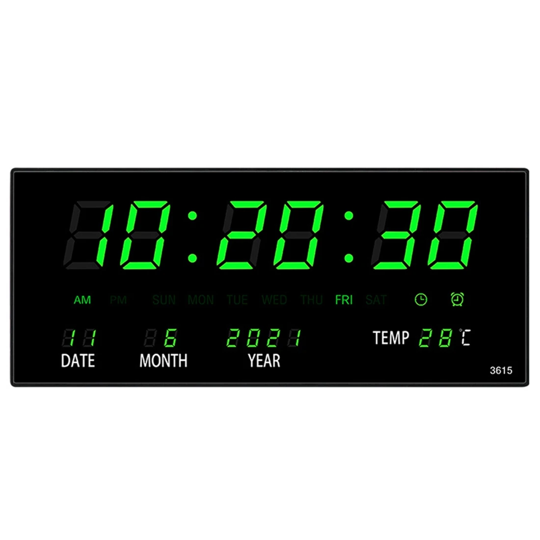 

LED Perpetual Calendar Electronic Clock Digital Wall Clock Alarm Hourly Chiming Temperature Table Clocks Home Green