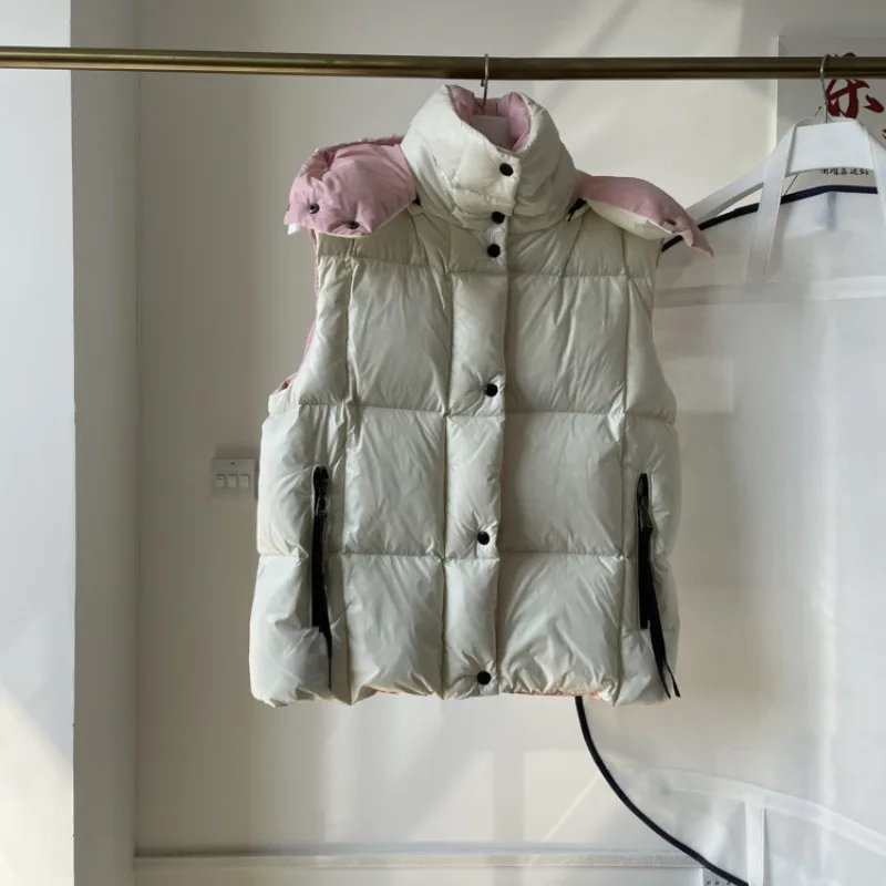 

2023 Женская одежда, модный однобортный жилет с капюшоном, пуховик, новинка зимы 1,029