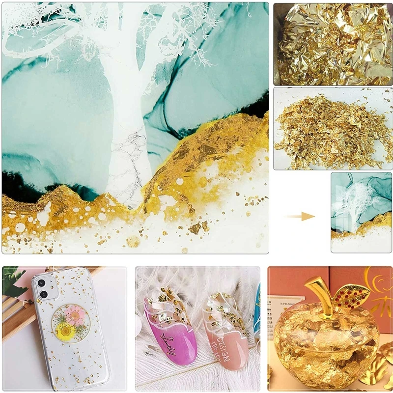 

100Pcs 5.51x5.51Inches Gold Leaf Craft Paper Imitation Gold Leaf Crafts Nail Art