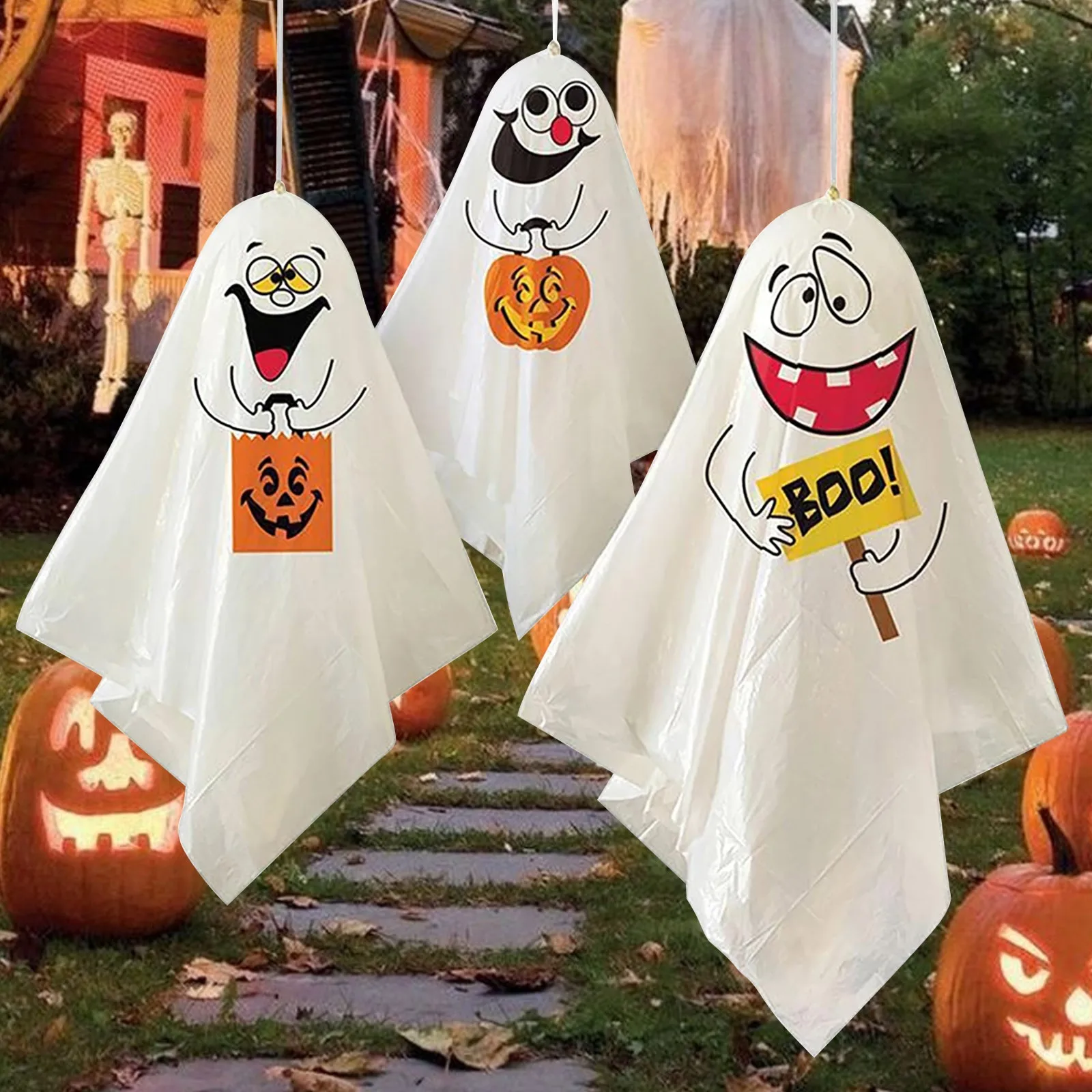 

3 sets 6pcs Halloween Outdoor Hanging Ghost Halloween Party Dress Up Spooky Horror Props Home Halloween Decoration