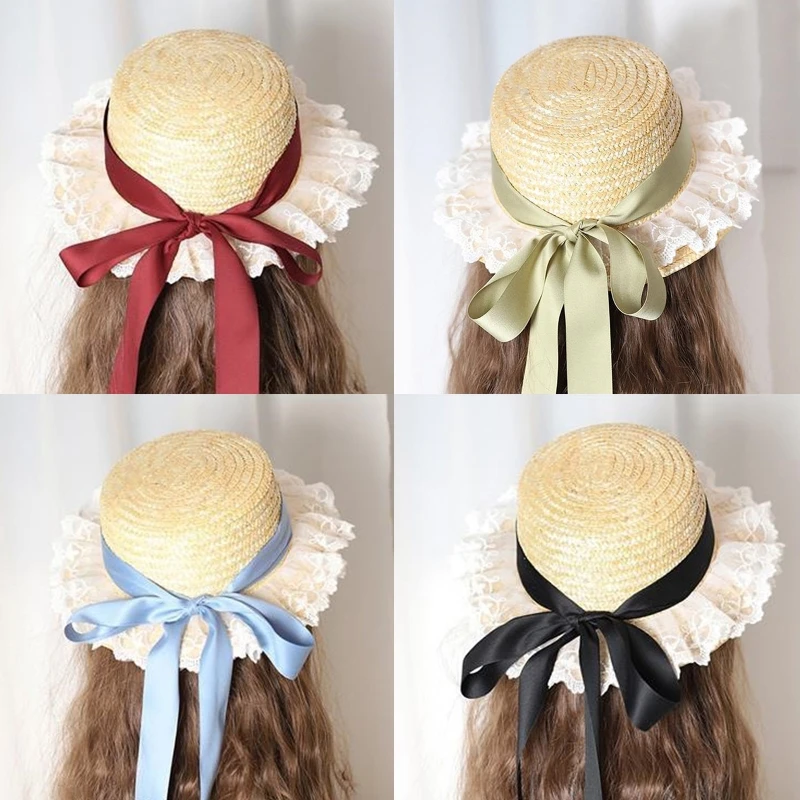 

Шляпа женская Соломенная с широкими полями, Пляжная Панама с лентой и цветами, милая плоская, лето