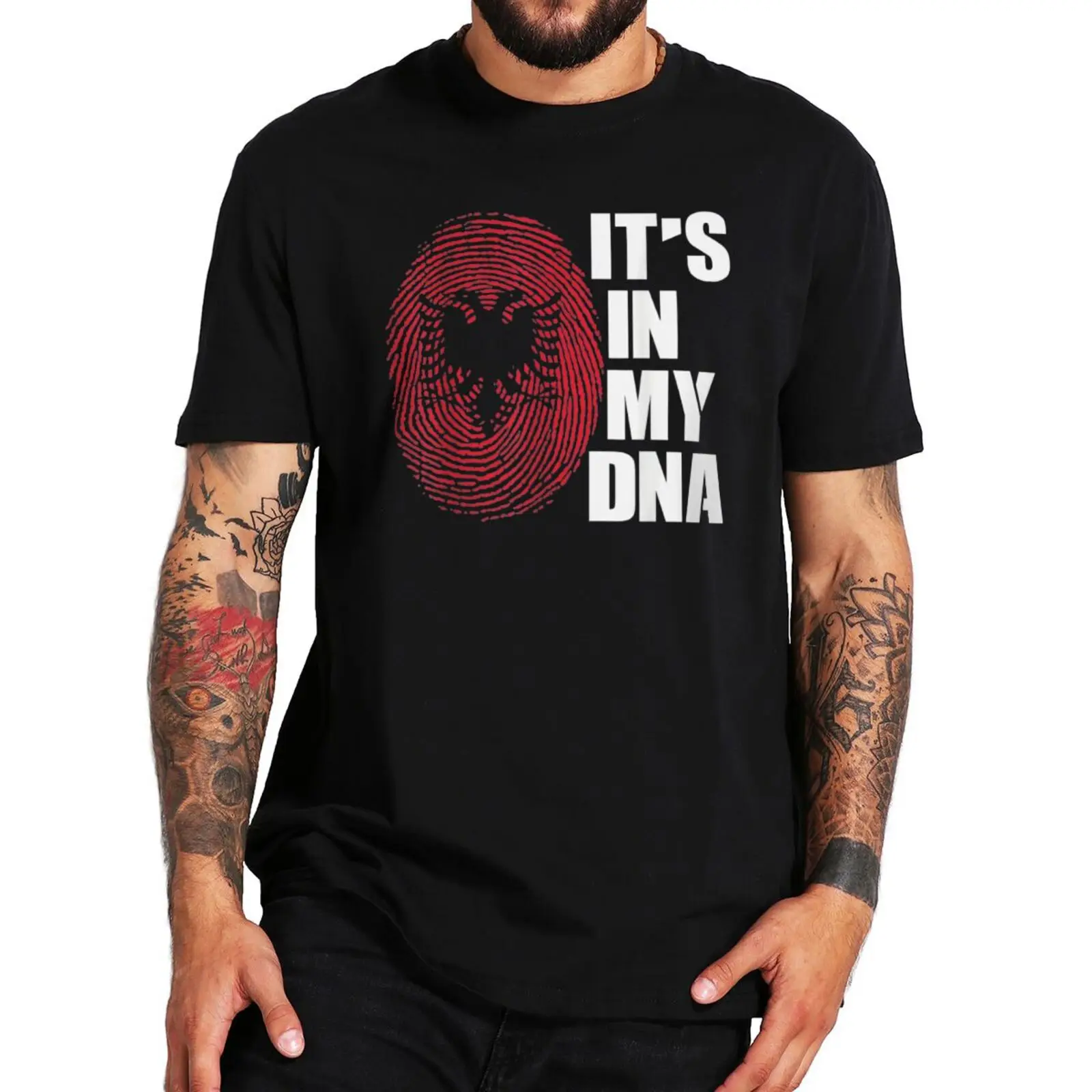 

Albania Flag It Is In My DNA T Shirt Eagle Kosovo Albanian Pride T-Shirt Casual 100% Cotton Soft Premium Tops EU Size