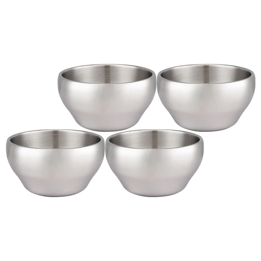 

4pcs Household Noodle Bowls Rice Bowls Durable Food Serving Bowls (Silver)