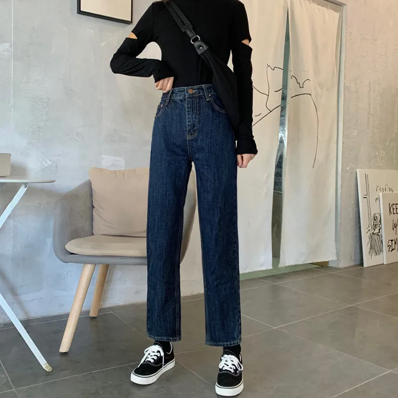 

Новинка, брюки DD1195 в гонконгском стиле, прямые джинсы с высокой талией