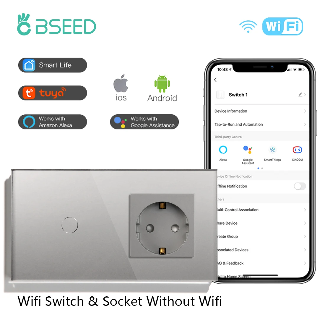 

BSEED Сенсорные выключатели Wi-Fi 1/2/3 Gang