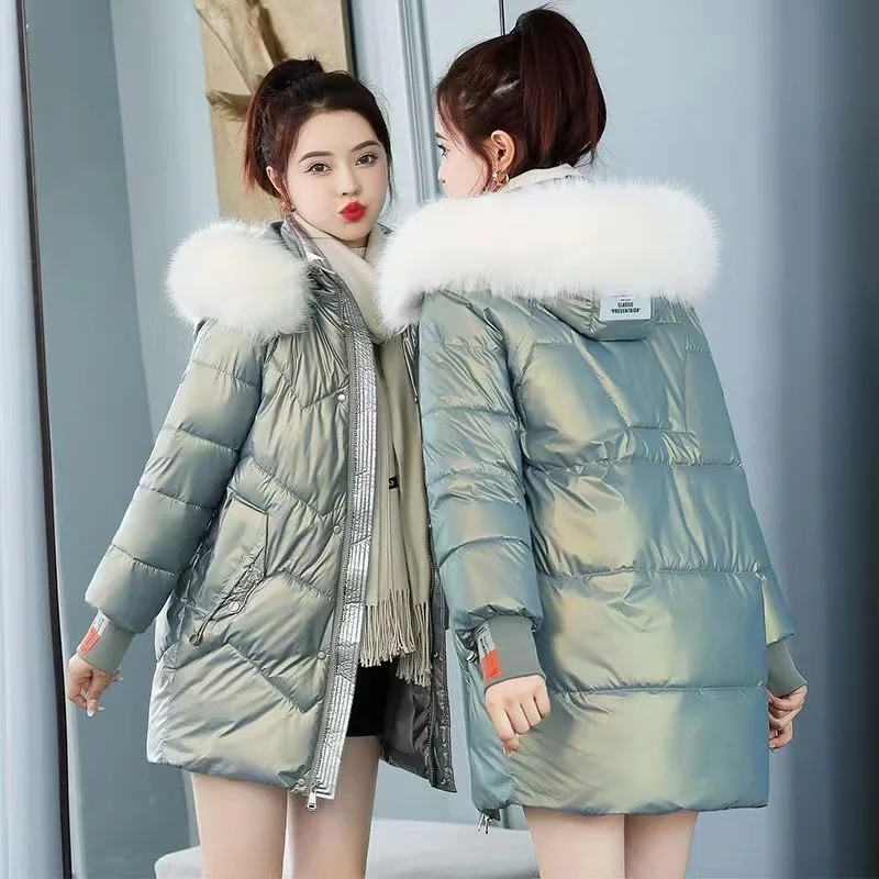 Women Winter Jacket Thick Warm Parkas Fur Collar Hooded Female Jacket Long Casual Cotton Padded Jackets Parka Outwear 2022 Coats