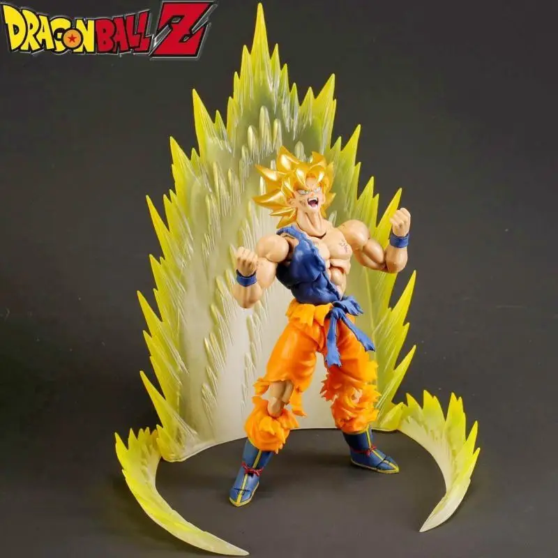 

Original Bandai Dragon Ball Son Goku Action Figure S.h.f Battle Damage Form Super Saiyan 15th Anniversary Model Doll Gift