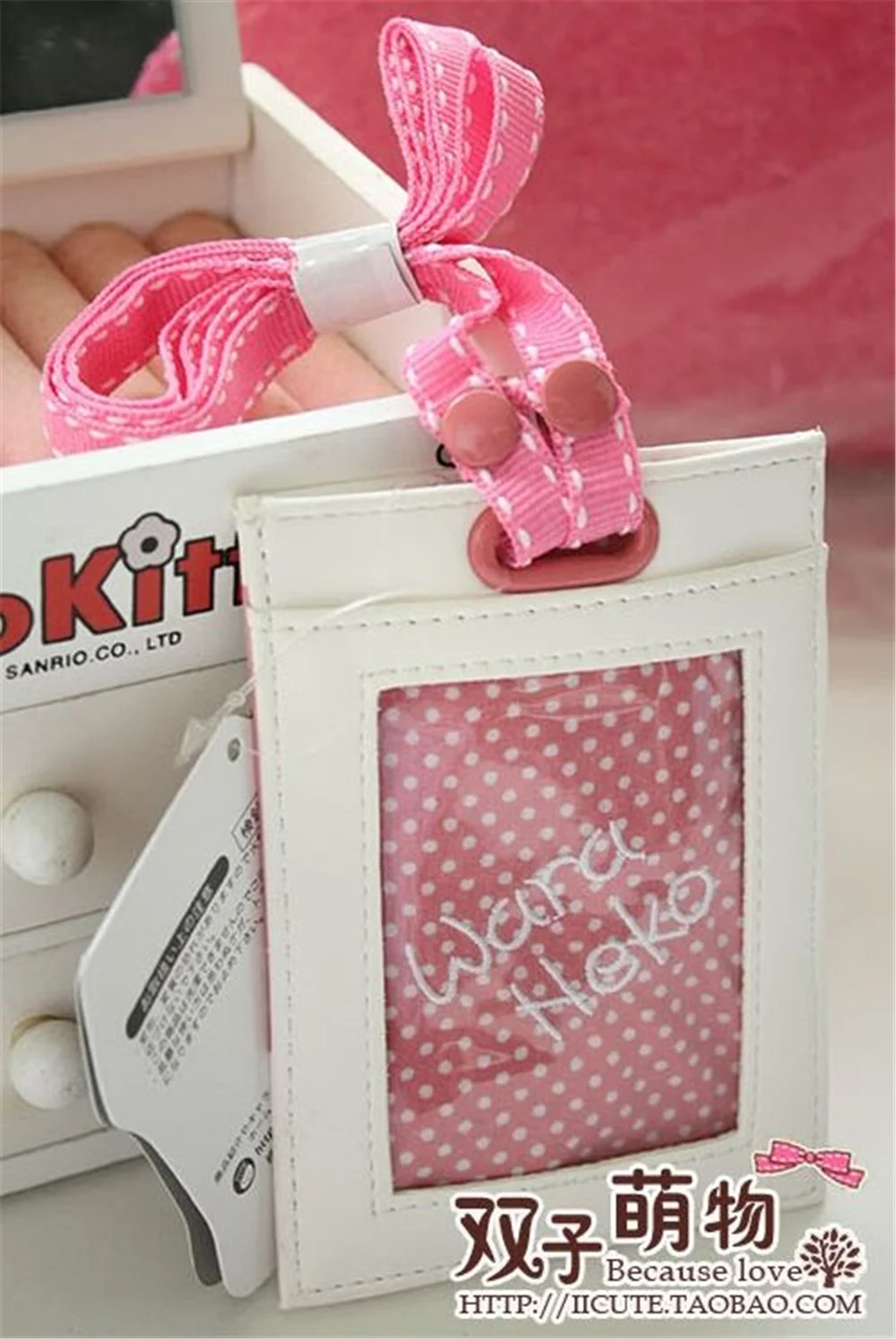 Симпатичный 3D кутусита нианко черный кошка Розовый Держатель для удостоверения