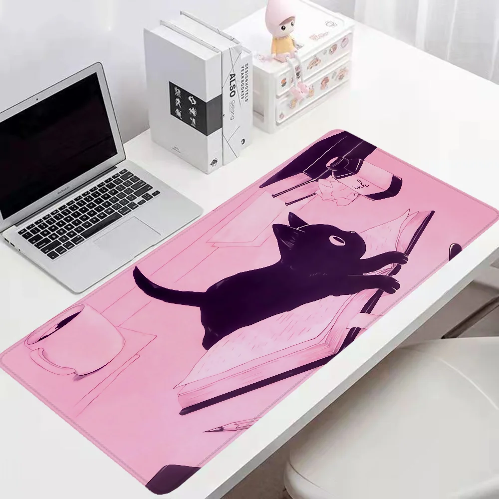 Розовый черный коврик для мыши с котом настольные коврики игровые аксессуары