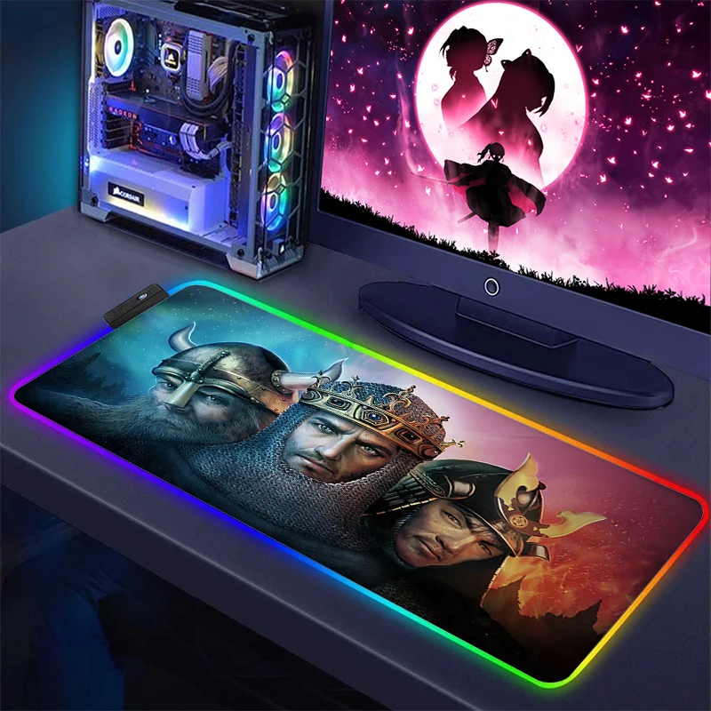 

Age Of Empires Backlit Gaming Mouse Pad game Led Rgb Keyboard Mat Mousepad Gamer Pc Accessories Desk Protector Deskmat Mause