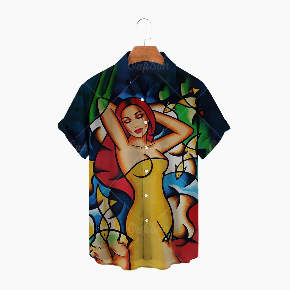 

Camisas hawaianas de manga corta con botones para hombre, camisas con estampado 3D, estilo Simple, de talla grande, verano 2022