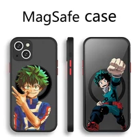 my hero academia izuku midoriya phone case transparent magsafe magnetic magnet for iphone 13 12 11 pro max mini