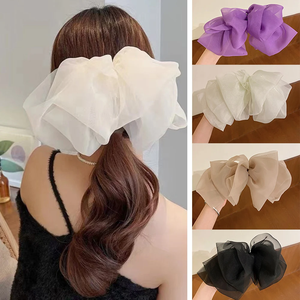 

1Pcs New Oversized Bow Hairpin Fashion Organza Bowknot Hair Accessories Korean Hairclip Solid Big Hair Pins Women Girls Headwear