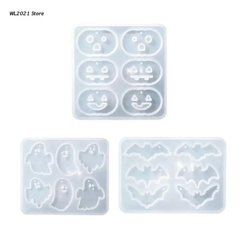 

Форма для Хэллоуина в виде тыквы, летучей мыши, призрака для подвески, искусственный орнамент из эпоксидной смолы, форма для отливки подвесо...