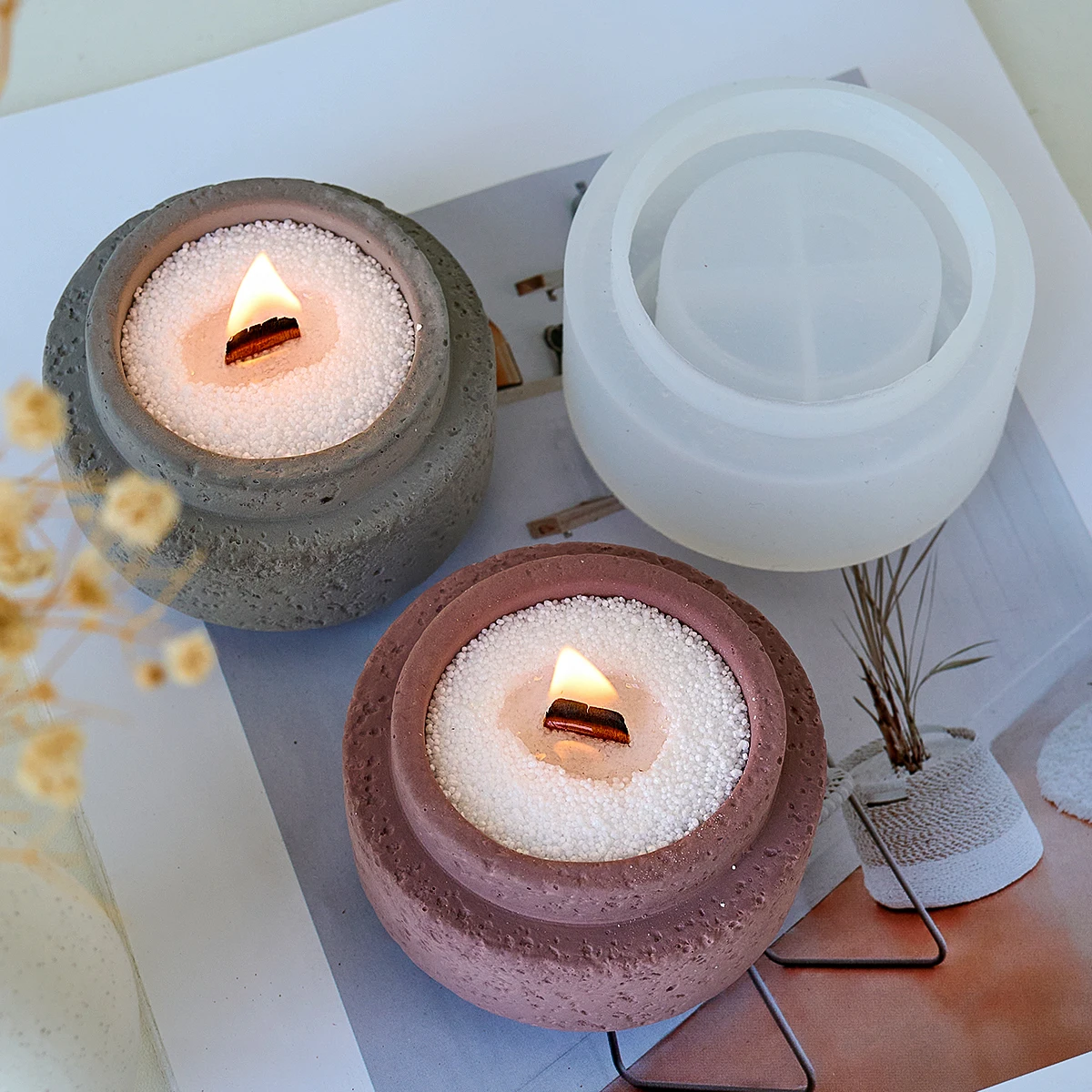 Цементная банка для свечей силиконовая форма сделай сам цветочный горшок ручной