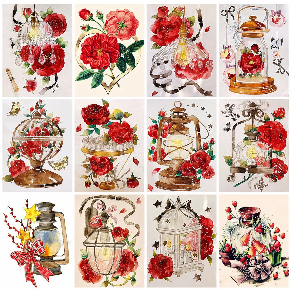 

5D Diamond Painting Flower Diamond Embroidery Cartoon Mosaic Rose Lamp Cross Stitch Kit Rhinestone Home Decor Handicraft Gift
