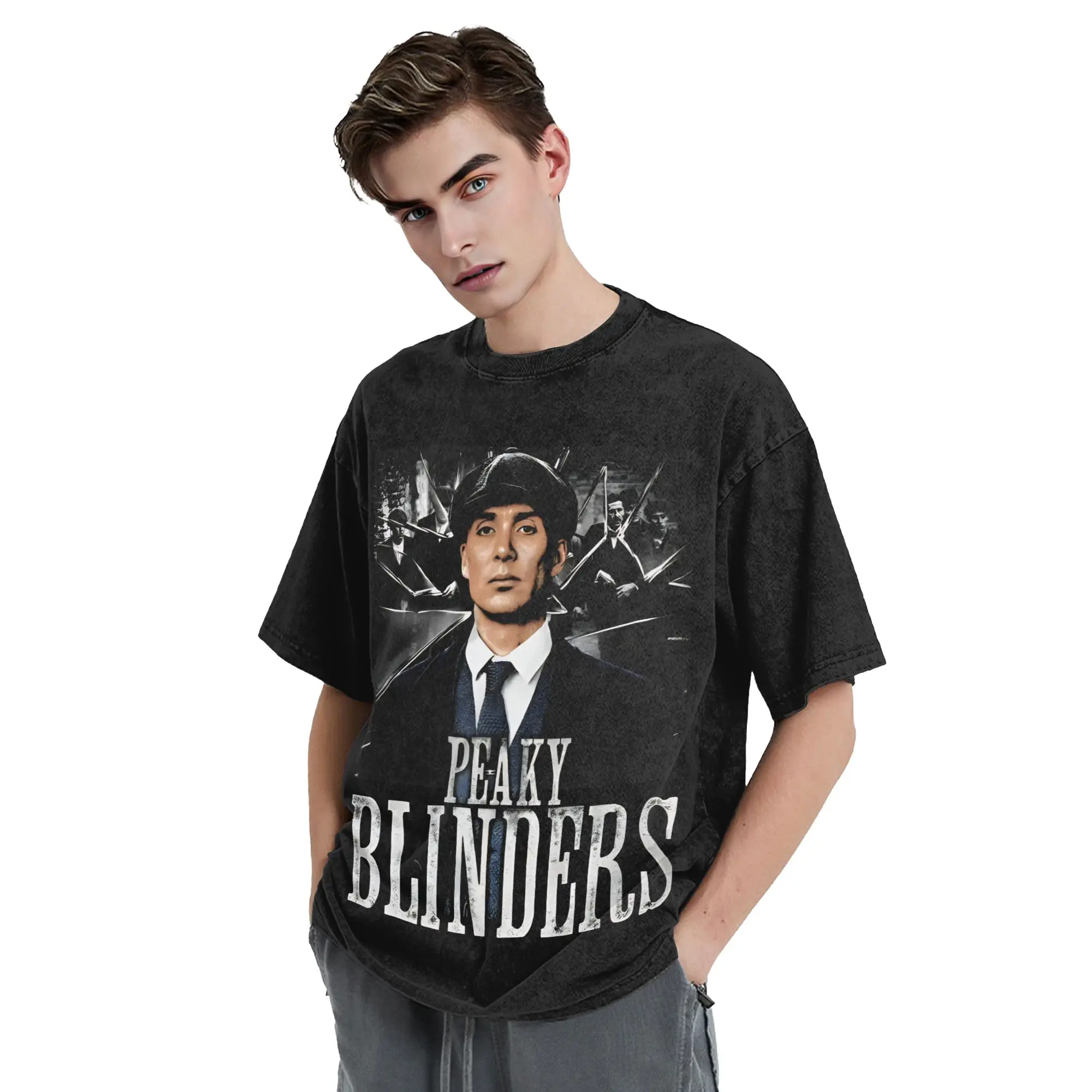 Фото Футболка унисекс Tommy Shelby Peaky Blinders The Immortal Man, хлопковая, с принтом, модная, с эффектом потертости №4