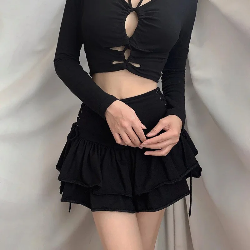 Женская мини-юбка с завышенной талией, в готическом стиле