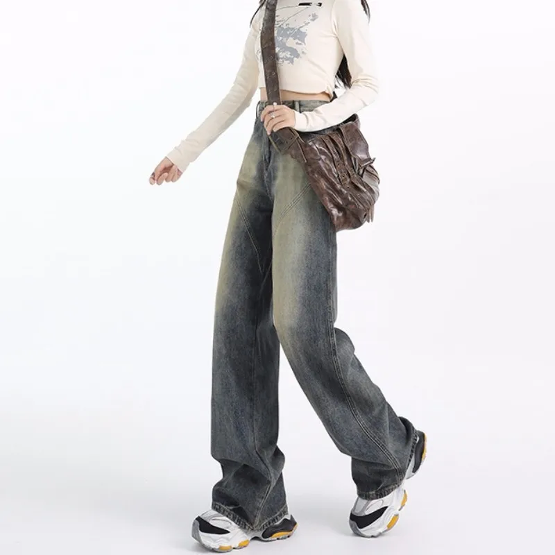FINEWORDS модные повседневные потертые джинсы в стиле ретро женские легкие свободные