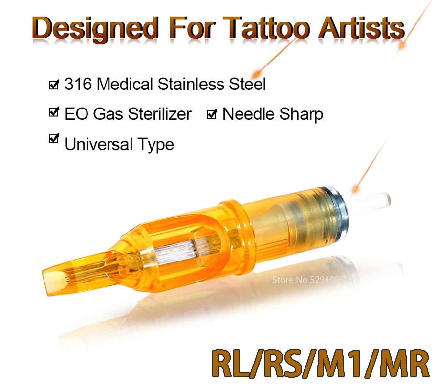 

Игла для татуировок RL RM RS M1 с картриджем 20 шт., игла для микроблейдинга и перманентного макияжа с желтой стрекозой, машинки для перманентного макияжа