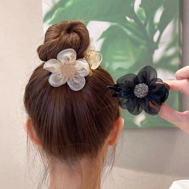 

Women Rhinestone Sun Flowers Cross Grab Clip Elegant Hair Clip Ponytail Hair Crab Claw Hair Clip Girls Hair Accessories