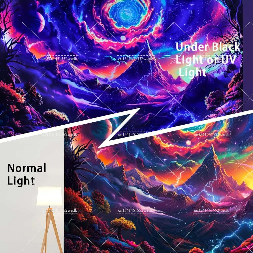 Гобелен Blacklight с изображением Галактики Космический гобелен реактивный от УФ